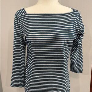 J. McLaughlin Striped Women's Top - Blue and White Size Large